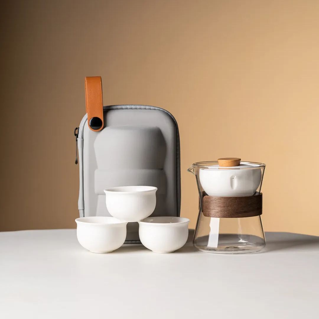 Summer SALE“Vortex Kit” - Heat-Resistant Glass Handled Teapot with Rotating Strainer Travel Set
