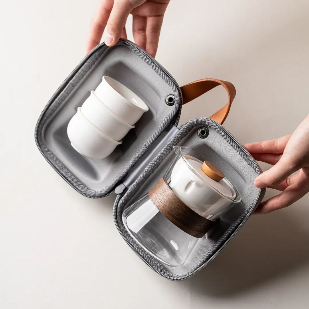 Summer SALE“Vortex Kit” - Heat-Resistant Glass Handled Teapot with Rotating Strainer Travel Set